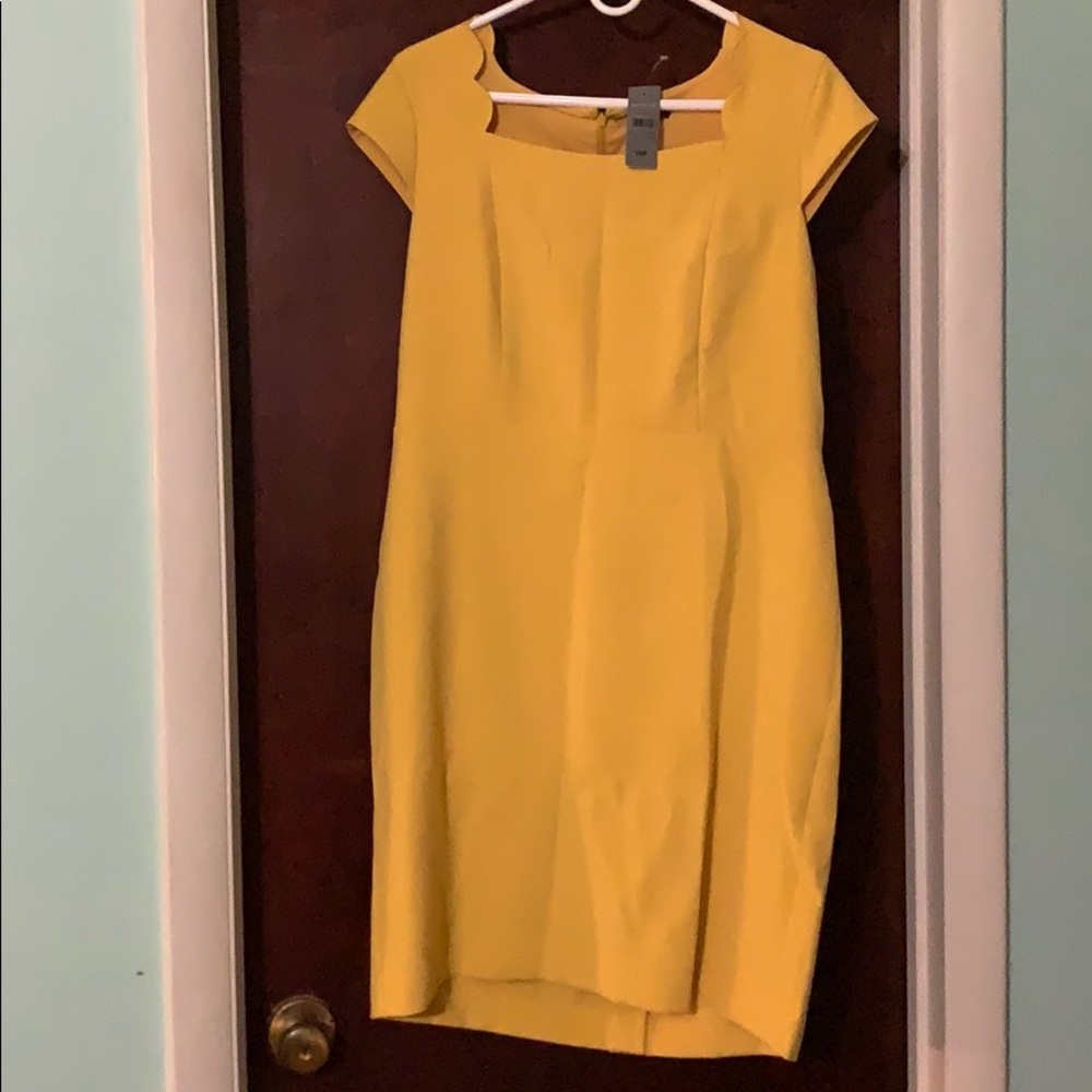 Anne Taylor Yellow Scalloped Dress